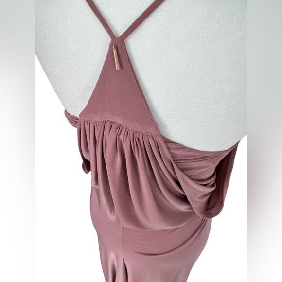 Misa Los Angeles Domino Dress Short Racerback Pink Cocktail Stretch Draped XS - Picture 14 of 16